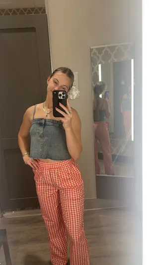 Gingham pants Red thumbnail 3