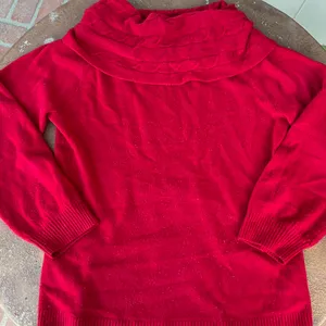 Jones New York Vintage Red Jones Wear sweater with mock neck and balloon sleeves sz m thumbnail 4