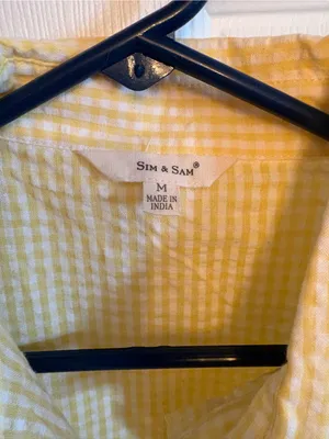 Sim & Sam Sleeveless Yellow Gingham Button Front Shirt, M thumbnail 3