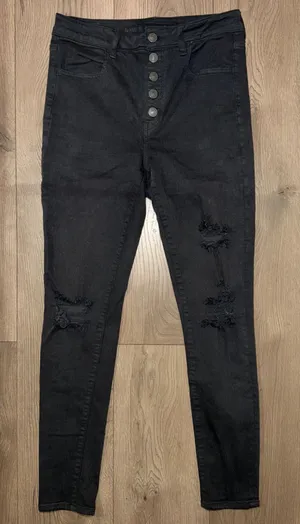 Pre-Owned American Eagle Super Hi-Rise Jegging Next Level Stretch Black Size 8 thumbnail 1