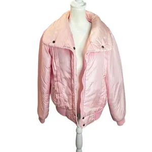 Vintage Pink Ski Puffer Jacket Retro Apres Ski Aspen Style Bomber M thumbnail 2