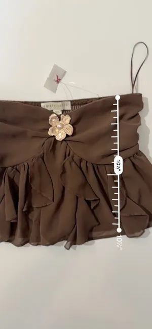 Floral Fairycore Brown Ruffle Hem Cropped Camisole Strapless Tube Top thumbnail 5