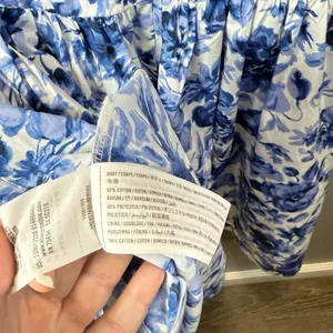 Abercrombie & Fitch NWT Cinch-Front Blue Floral Puffy Sleeve Mini‎ Dress Medium thumbnail 5