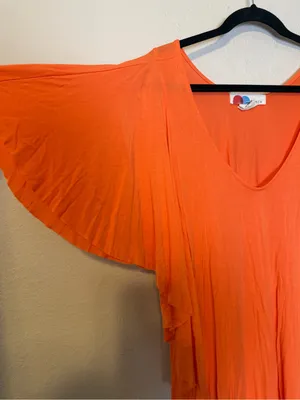 Free People Beach Orange Swim Cover-Up‎ Dress Flowy Batwing Size Medium thumbnail 3