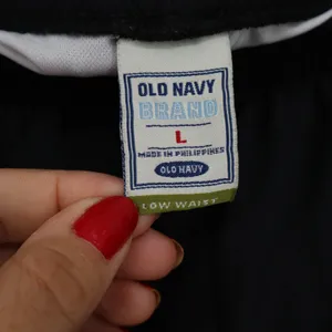 Old Navy Brand Women's Low Waist Dolphin Shorts Black Blue Trim Size L thumbnail 2