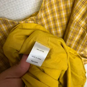 Superdown Yellow Plaid Button Front‎ Mini Dress Adjustable Straps Pockets Large thumbnail 4