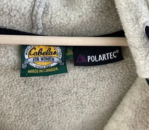 CABELA’S Vintage 90s Womens Beige Hooded Zip Up Canada Polartec Fleece Jacket thumbnail 7