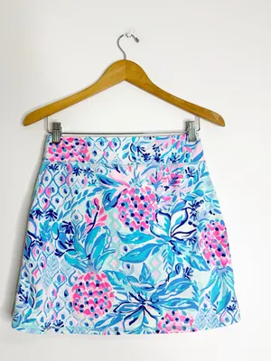 Lilly Pulitzer Luxletic Skort XS Blue Pink Floral Activewear Tennis Golf thumbnail 2