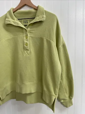 AE American Eagle Big Hug Henley Pullover Sweatshirt in Fresh Green Size XS thumbnail 9