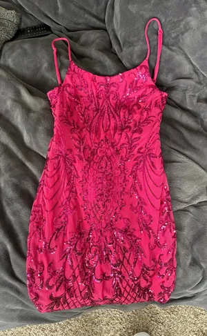 Crystal Sky Pink Sequined Mini Dress thumbnail 1