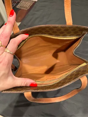 Vintage Celine Macadam MC96 Top Handle Tote Brown Coated Canvas Leather Stripes thumbnail 12
