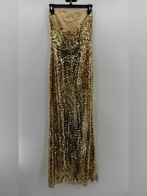 Simon Miller Sculpty Strapless Sequin Maxi Dress Gold thumbnail 6