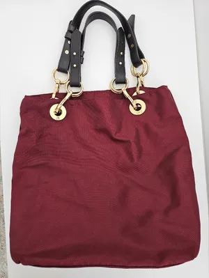 JPK Paris 75 Burgundy Ballistic Nylon Tote Bag - Floral Lining & Gold Hardware thumbnail 2