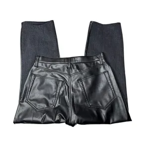 Abercrombie Curve Love Black Faux Leather Ankle Straight Jeans 31 12S thumbnail 4