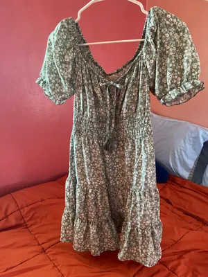 Indulge Sage Green Floral Mini Dress thumbnail 8