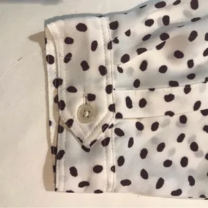 Loft Blouse Quarter Button Pockets White with Brown Polka Dots Size M thumbnail 7
