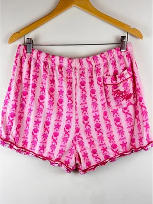 Pink Palm Puff Blush Bay Pajama Set Pink Supima Cotton Shorts Top XL thumbnail 11