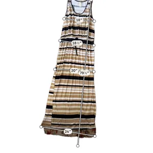 Faded Glory Womens XXL Striped Maxi Dress Henley Racerback Tan Black White thumbnail 3