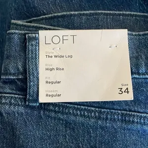 NWT LOFT Frayed High Rise Wide Leg Jeans Dark Indigo Wash Sz 34 thumbnail 3