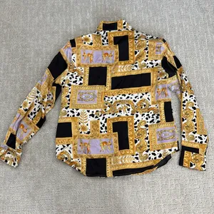 VTG 80s 90s Paolo Santini 100% silk blouse Dalmatian cherub print black white thumbnail 7