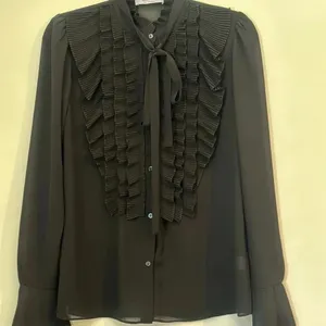 BAILEY‎ / 44 Black Sheer Ruffle Long Sleeve Blouse Womens Small​ thumbnail 6