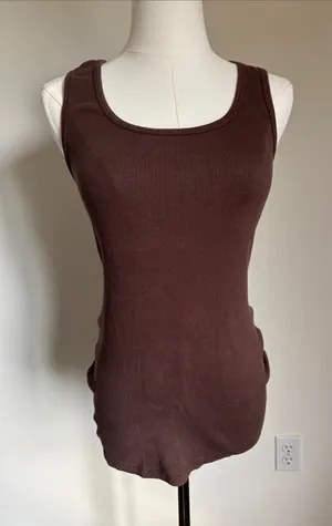 Motherhood Maternity Brown Ribbed Scoop Tank thumbnail 1