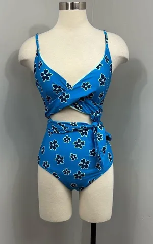 Aerie Blue Floral One Piece Swimsuit thumbnail 1