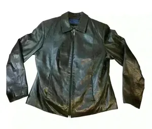 Wilsons Leather Pelle Studio Jacket Women Size Medium Full Zip Black Solid thumbnail 1