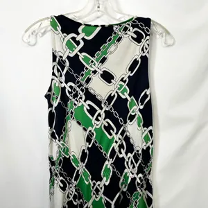 Tory Burch Small Dress Shift Chain Print‎ Silk Sleeveless Beach Vacation 206 thumbnail 6