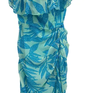 Amanda Uprichard Rosalinda Off-Shoulder Dress Tropical‎ Print Green Blue Size XS thumbnail 5