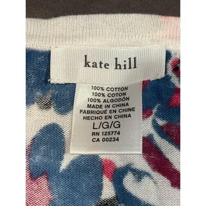 Kate Hill Vibrant Floral Cotton Blouse - Chic Summer‎ Style L/G Size B-114 thumbnail 2