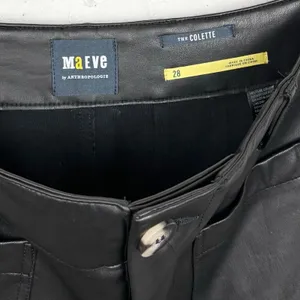Anthropologie Maeve Colette Faux Leather Cropped Wide Leg Pants Black Size 28 thumbnail 5