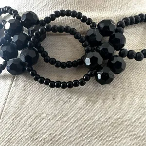 Cookie Lee black seed and beaded choker necklace thumbnail 7