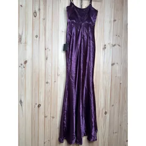 NWT Lulus Make You Shine Dark Purple Satin Mermaid Maxi Dress Holiday Gala Sz XS thumbnail 6