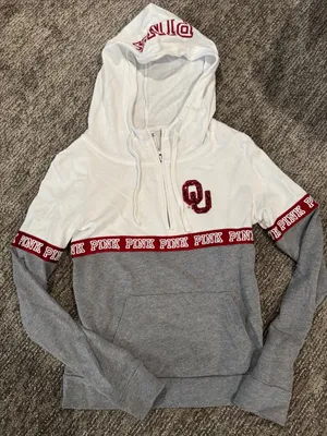 PINK Victoria's Secret OU Colorblock Hoodie - size XS. thumbnail 1
