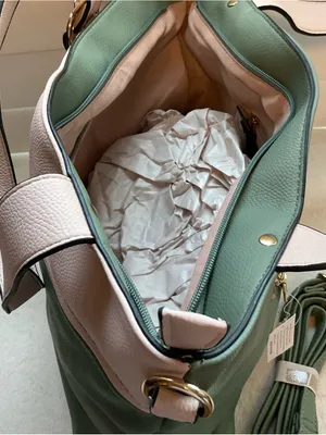 Two-Tone Green and Cream Women’s Shoulder Bag with Detachable Strap thumbnail 7