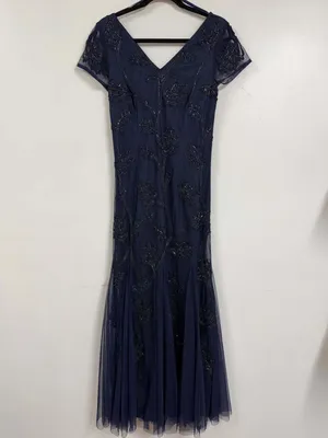 MARINA B Beaded V-Neck Gown Size 6 thumbnail 5