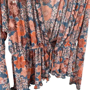 Tilly’s Full Tilt Y2K Beachy Boho Lightweight Mesh Floral Front Tie Flyaway XL thumbnail 9