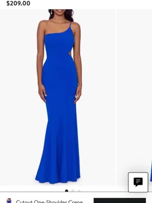 Betsy & Adam One-Shoulder Cobalt Blue Cutout Evening Gown thumbnail 4