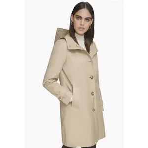 Calvin Klein Water Resistant A-Line Trench Coat Tan Size Small Hooded thumbnail 5