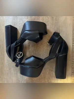 LAMODA Oh Lordy Chunky Platform Black Block Heel Sandals with Ankle Strap (5) thumbnail 5