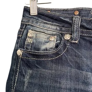 Miss Me Jeans FDL Easy Straight Dark Wash Rhinestone Bling Pockets Size 26 | 2 thumbnail 9