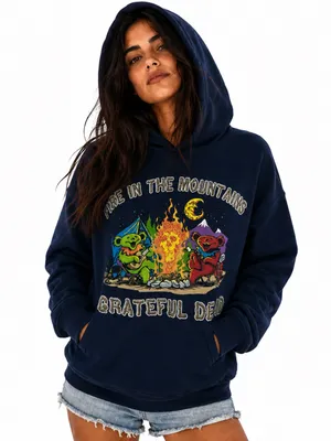 Grateful Dead Fire on the Mountain Dancing Bears Hoodie Medium Navy thumbnail 1