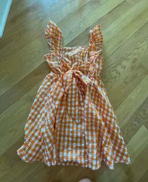 SheIn Orange Checkered Dress thumbnail 5