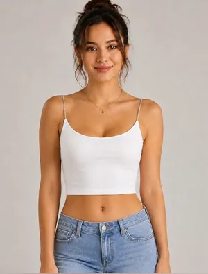 I Joah White Rhinestone Strap Crop Cami Top Size L NWT Y2K Party thumbnail 1