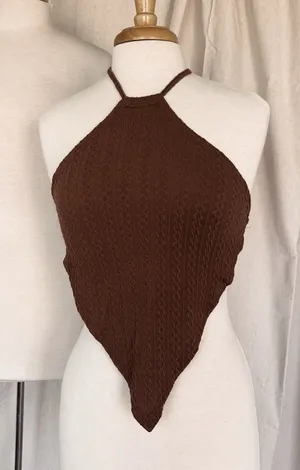 Brown Knit Halter Bandana Top thumbnail 1