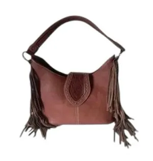 Montana West Trinity Ranch Concealed Carry Fringe Rivets Shoulder Bag Brown thumbnail 10