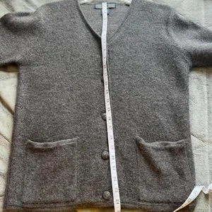 Vintage Herman Geist grey button-up wool cardigan sweater front pockets sz small thumbnail 8