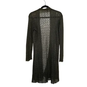 Eileen Fisher Mohair Blend Pointelle Lace Duster Cardigan Women M Brown thumbnail 3