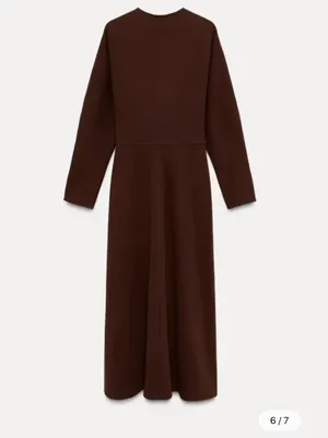 Zara Brown V-Neck Long Sleeve Maxi Dress thumbnail 4